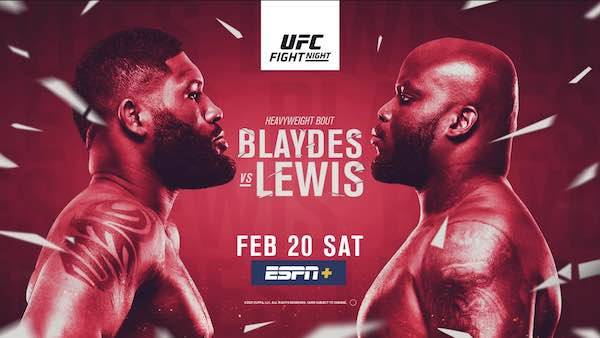 Watch Wrestling UFC Fight Night Vegas 19: Blaydes vs. Lewis 2/20/21 Live Online