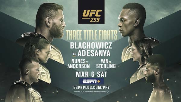 Watch Wrestling UFC 259: Blachowicz vs. Adesanya 3/6/21 Live Online